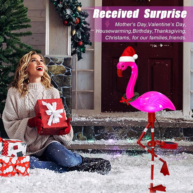 EDOF for Women Solar Garden Lights Christmas Decorations Outdoor Waterproof,2 Packs Solar Flamingo Light,Pink Flamingo Garden Statue,Decorative Lights for Yard Art Patio Porch Lawn - Image 5